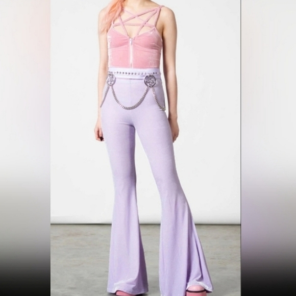 Killstar Pants - Killstar Moondance super soft velvet pastel goth bellbottoms! LAST PAIR! SOLD!